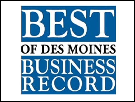 Click on the image for the Des Moines Business Record announcement