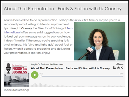 Click on the image to listen to Liz's Insight on Business interview