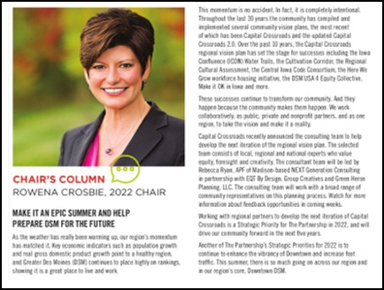Click on the image to read the Greater Des Moines Partnership Chair's Column