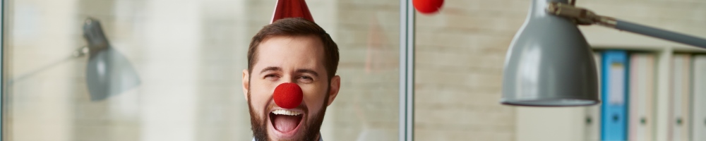 professional juggling with clown nose