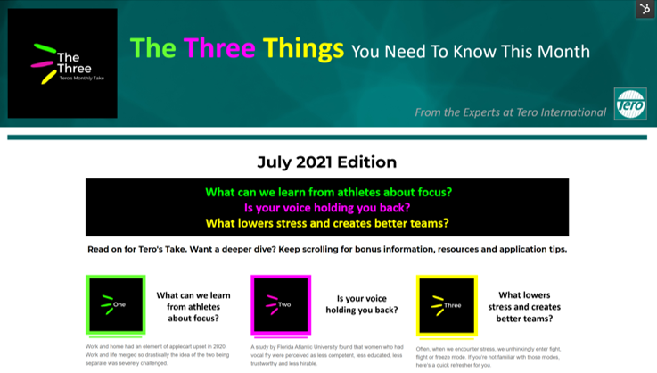 Click on the image to view The Three for July 2021.