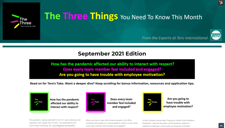 Click on the image to view The Three for September 2021.
