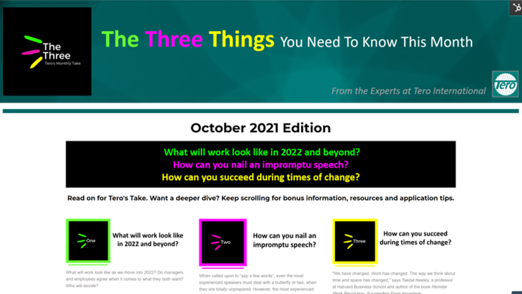 Click on the image to view The Three for October 2021.