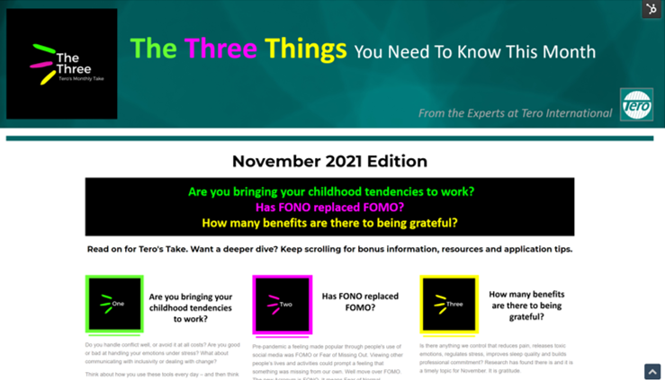 Click on the image to view The Three for November 2021.