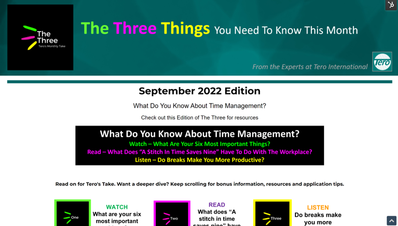 Click on the image to view The Three for September 2022.