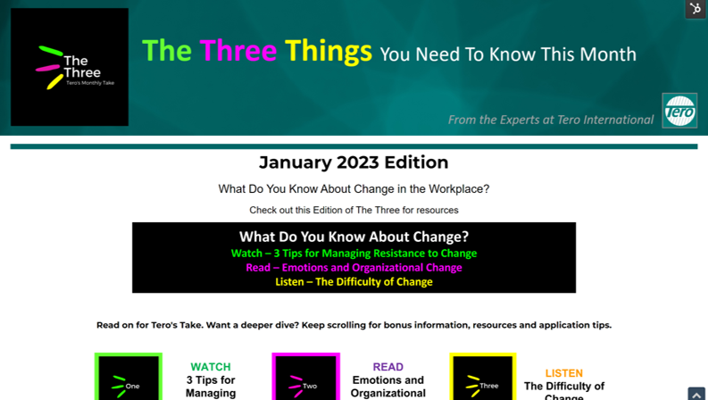 Click on the image to view The Three for January 2023.